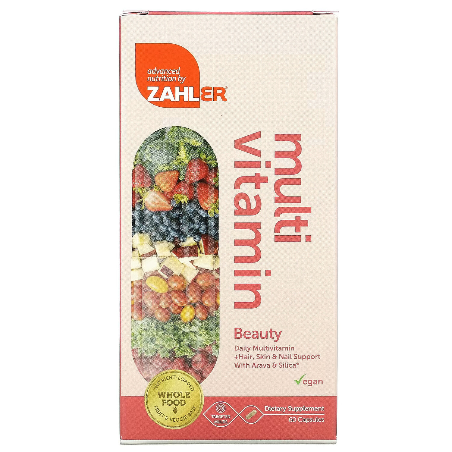 Zahler, Beauty, Ежедневные мультивитамины + поддержка волос, кожи и ногтей с аравой и кремнеземом, 60 капсул
Zahler, Beauty, Ежедневные мультивитамины + поддержка волос, кожи и ногтей с аравой и кремнеземом, 60 капсул