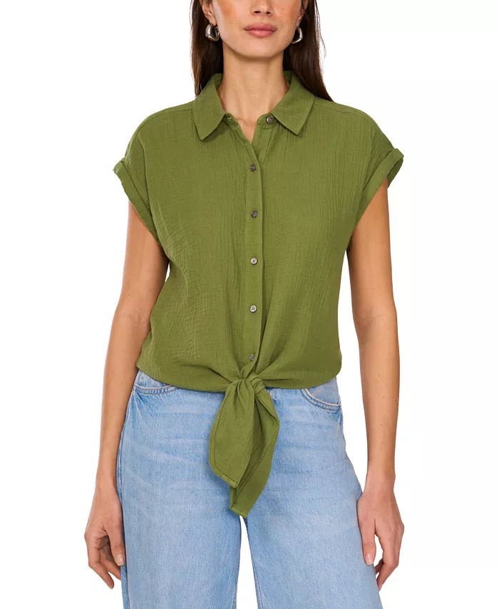 Женская хлопковая блуза с коротким рукавом и завязкой спереди Vince Camuto, зеленый
Женская хлопковая блуза с коротким рукавом и завязкой спереди Vince Camuto, зеленый
