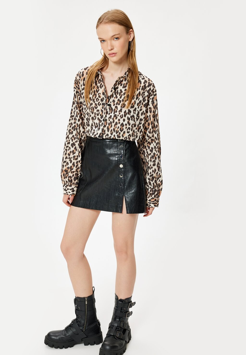 Блузка на пуговицах LEOPARD Koton, черный
Блузка на пуговицах LEOPARD Koton, черный