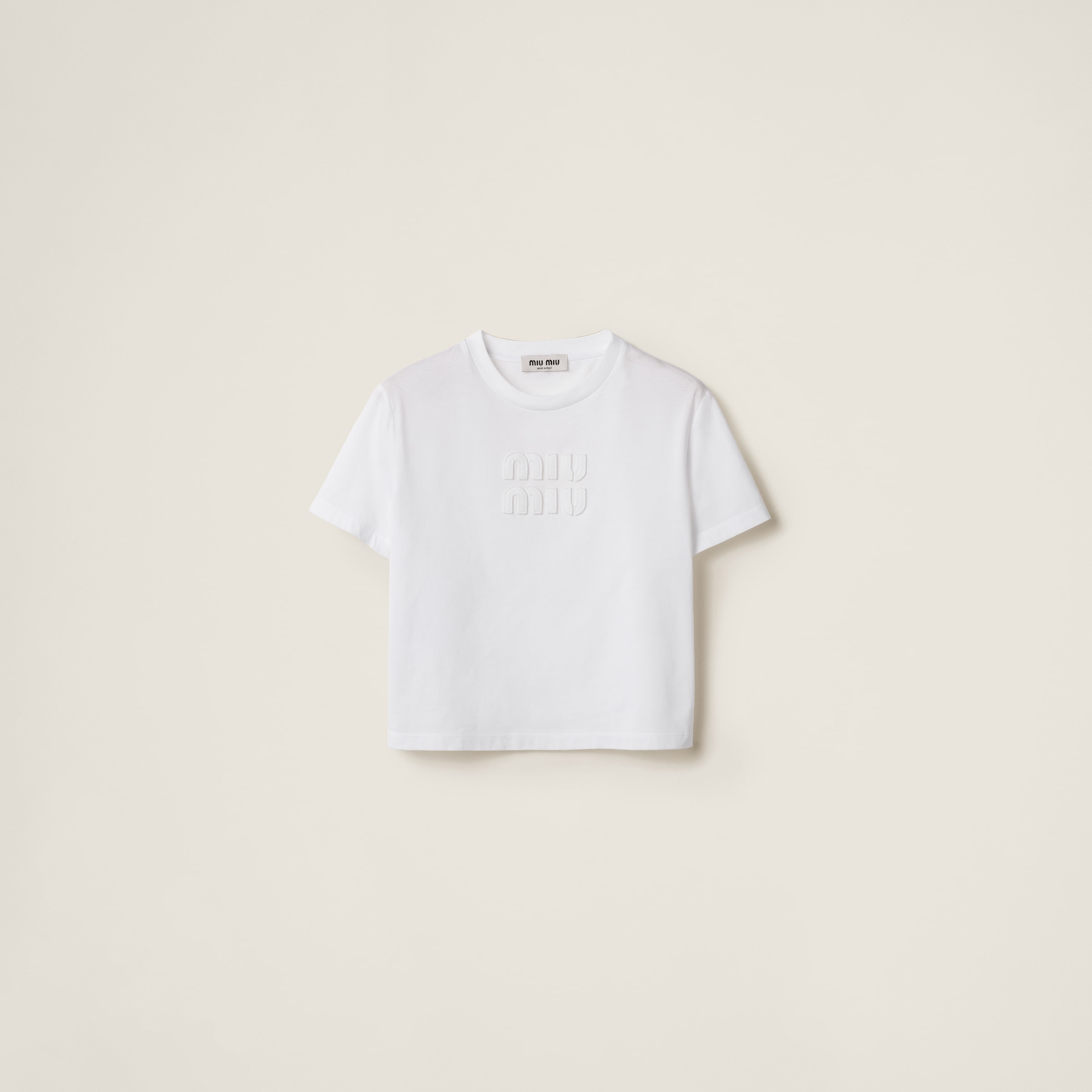 Футболка из хлопкового джерси MIU MIU, белый
Футболка из хлопкового джерси MIU MIU, белый
