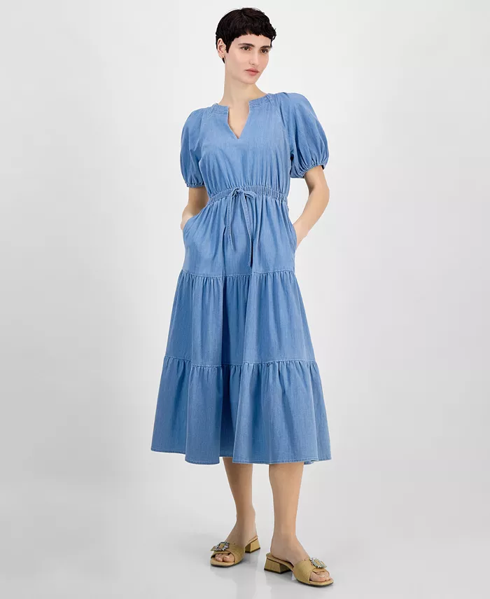 Женское джинсовое платье миди с разрезом на горловине и рукавами-фонариками Anne Klein, синий
Женское джинсовое платье миди с разрезом на горловине и рукавами-фонариками Anne Klein, синий