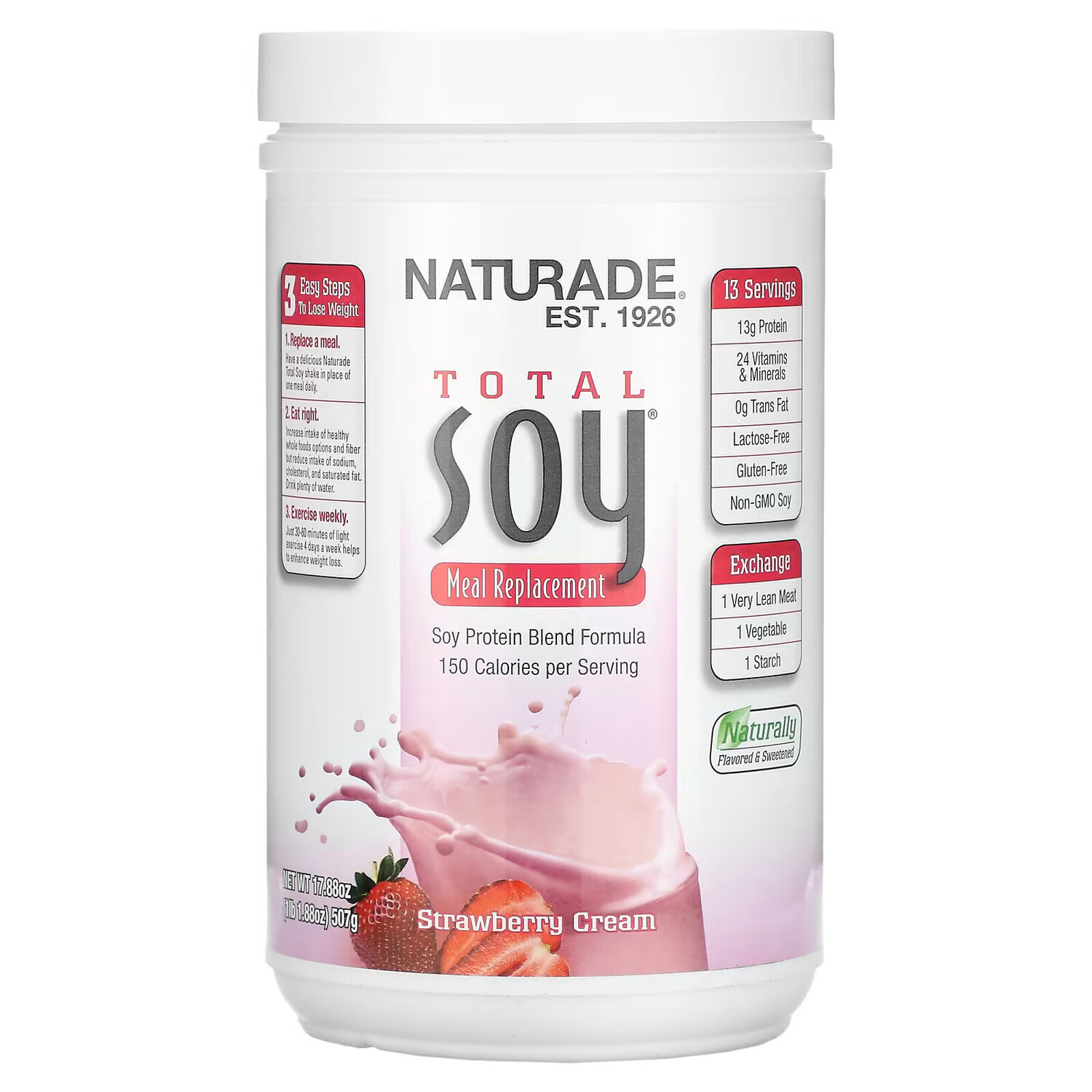 Naturade, Total Soy, заменитель приема пищи, клубника со сливками, 507 г (17,88 унции)
Naturade, Total Soy, заменитель приема пищи, клубника со сливками, 507 г (17,88 унции)