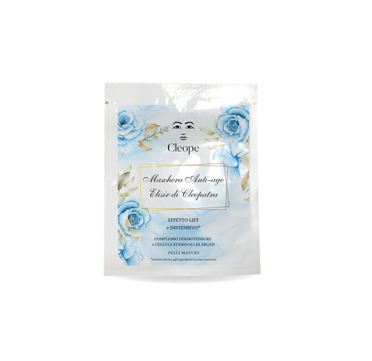 Клеопа, Целлюлозная маска для лица «Эликсир Клеопатры», Целлюлозная маска Cleope, цвет теплый белый