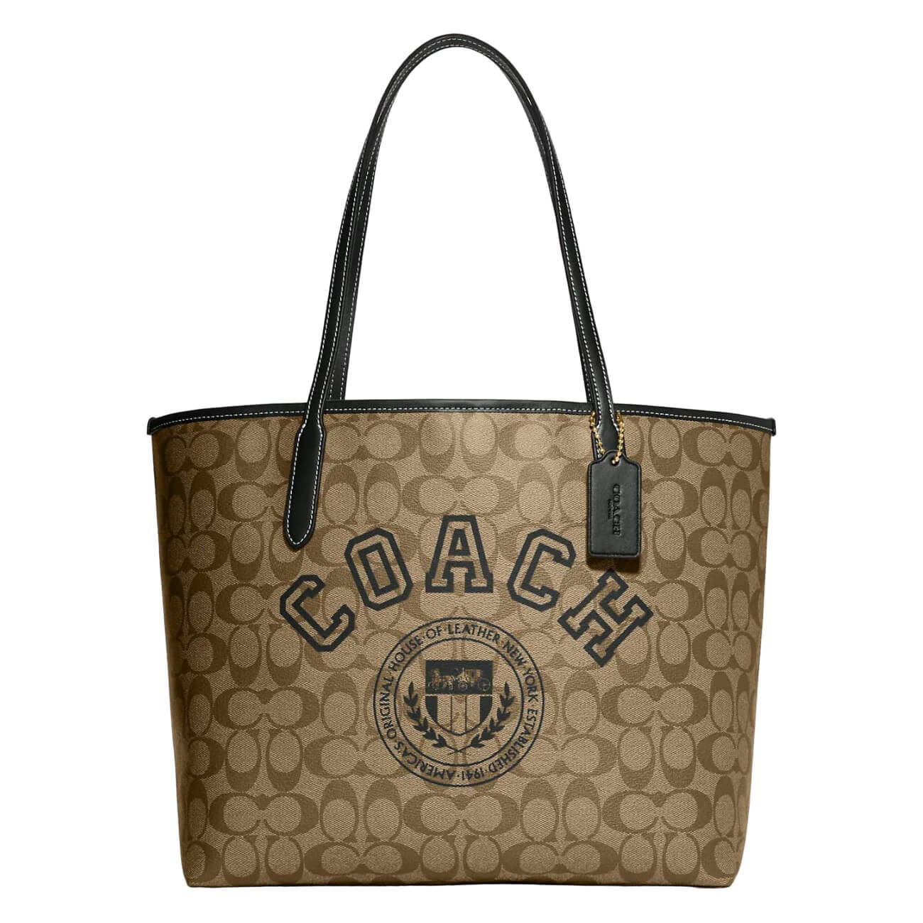 Сумка Coach Outlet City Tote in Signature Canvas with Varsity Motif, коричневый/зеленовато-черный
Сумка Coach Outlet City Tote in Signature Canvas with Varsity Motif, коричневый/зеленовато-черный