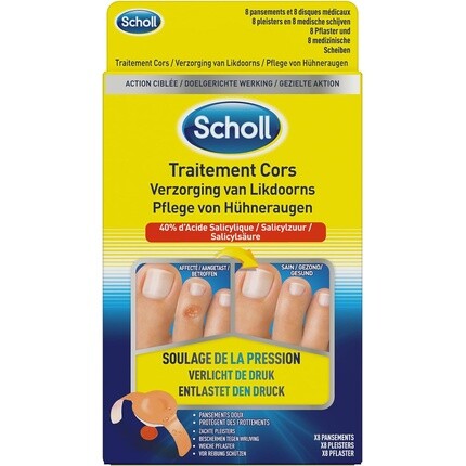 Пластыри для мозолей и натоптышей Corricides Horns Scholl 
Пластыри для мозолей и натоптышей Corricides Horns Scholl