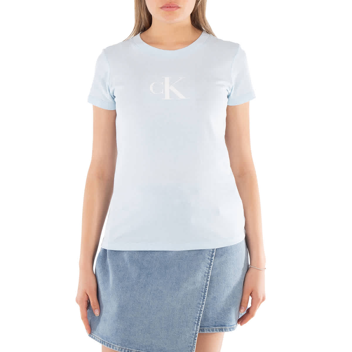 Футболка с пайетками и логотипом Calvin Klein, синий 
Футболка с пайетками и логотипом Calvin Klein, синий