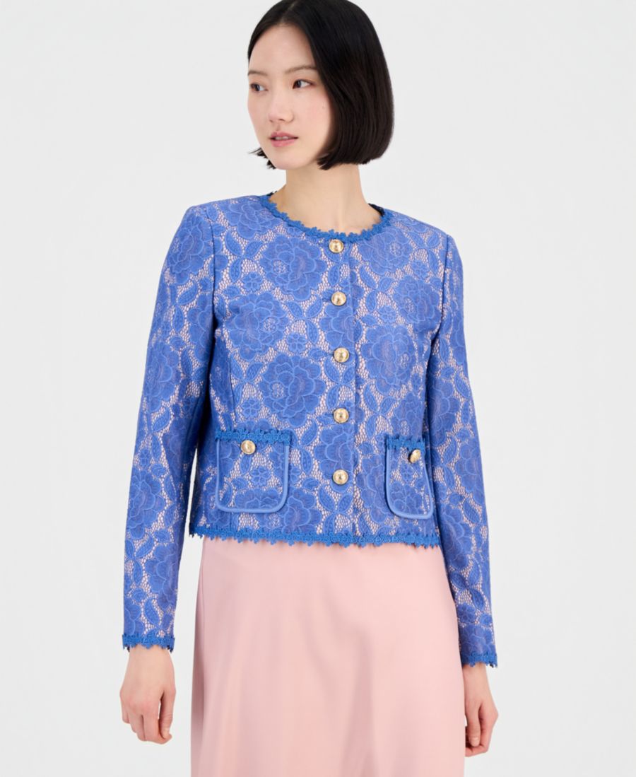 Женская жакет без воротника из кружева Tahari ASL, Blue Petal
Женская жакет без воротника из кружева Tahari ASL, Blue Petal