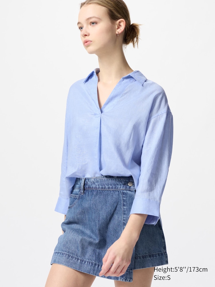 Рубашка из 100% льна премиум-класса с воротником-стойкой рукав 3/4 Uniqlo, цвет 62 синий
Рубашка из 100% льна премиум-класса с воротником-стойкой рукав 3/4 Uniqlo, цвет 62 синий