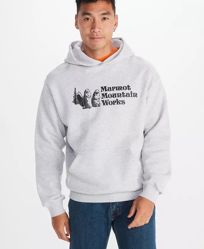 Мужской флисовый худи MMW Logo с капюшоном Marmot, серый 
Мужской флисовый худи MMW Logo с капюшоном Marmot, серый