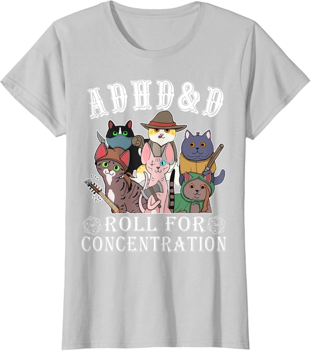 Женская футболка Funny Tees Gamer RPG Apparel Cats RPG Gamer Roll For Concentration D20 Dice Nerdy, светло-серый
Женская футболка Funny Tees Gamer RPG Apparel Cats RPG Gamer Roll For Concentration D20 Dice Nerdy, светло-серый