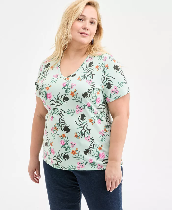 Футболка с V-образным вырезом и принтом больших размеров Style & Co, зеленый
Футболка с V-образным вырезом и принтом больших размеров Style & Co, зеленый