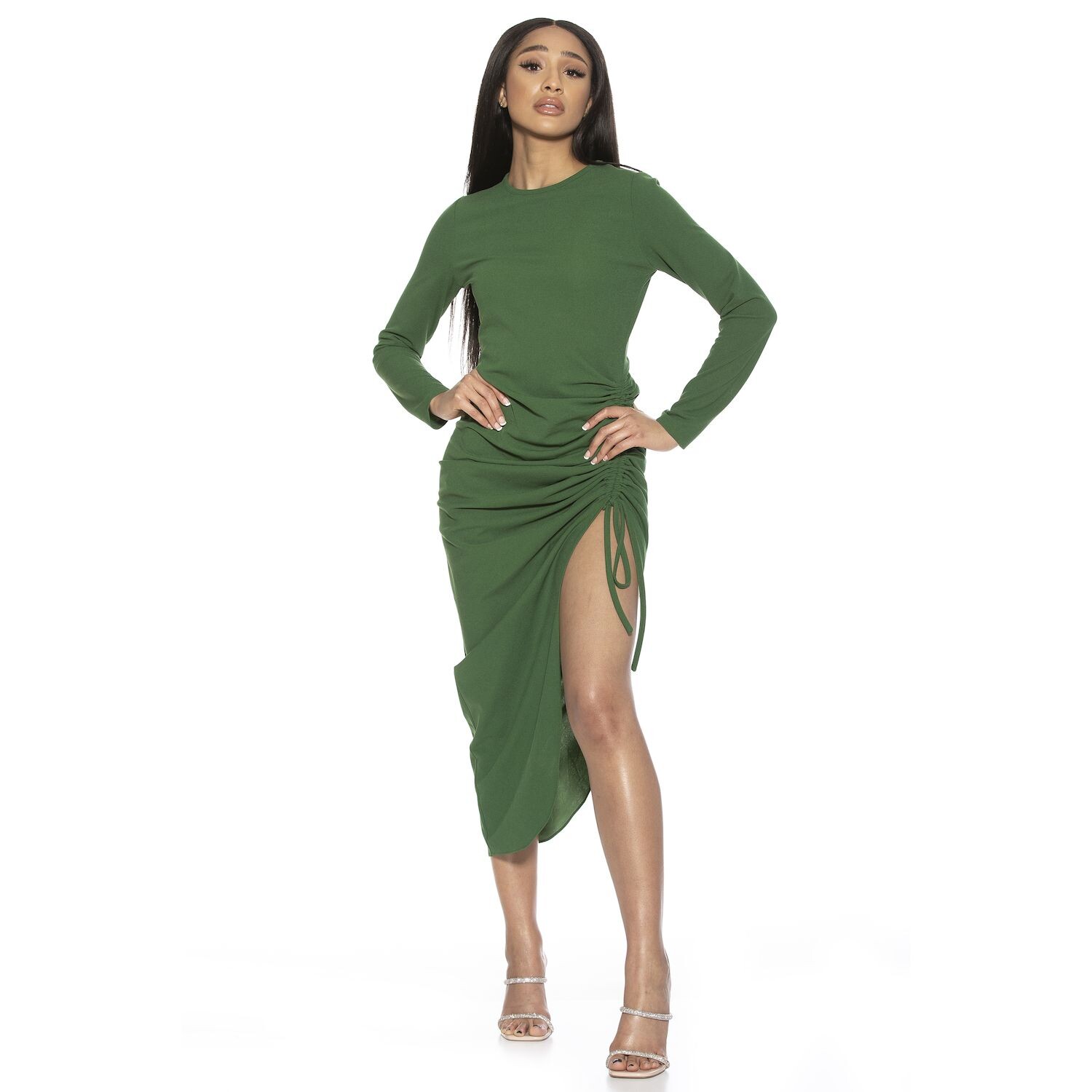 Женское платье макси ALEXIA ADMOR Nikki с круглым вырезом, длинными рукавами и рюшами по бокам ALEXIA ADMOR, зеленый
Женское платье макси ALEXIA ADMOR Nikki с круглым вырезом, длинными рукавами и рюшами по бокам ALEXIA ADMOR, зеленый