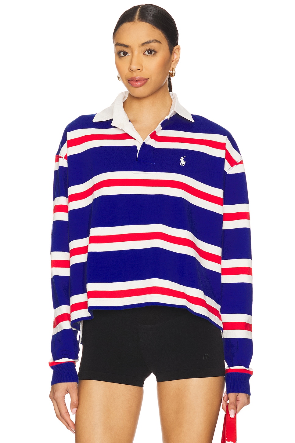 Полосатая укороченная регбийная майка из трикотажа Polo Ralph Lauren, red, white & royal blue
Полосатая укороченная регбийная майка из трикотажа Polo Ralph Lauren, red, white & royal blue