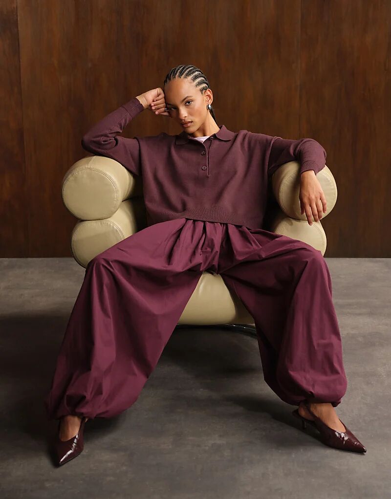 Хлопковые брюки-баллоны ASOS DESIGN сливового цвета
Хлопковые брюки-баллоны ASOS DESIGN сливового цвета