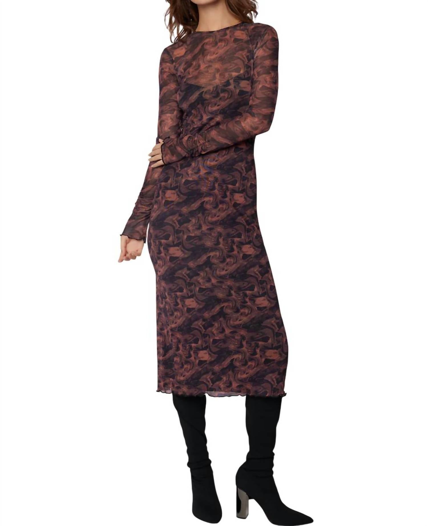 Платье-миди Contessa Mesh медно-черного цвета LOST + WANDER
Платье-миди Contessa Mesh медно-черного цвета LOST + WANDER