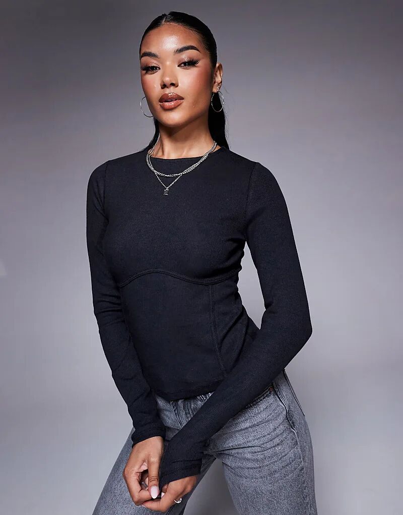 Топ с длинными рукавами в рубчик и отделкой под грудью, черного цвета ASOS DESIGN
Топ с длинными рукавами в рубчик и отделкой под грудью, черного цвета ASOS DESIGN
