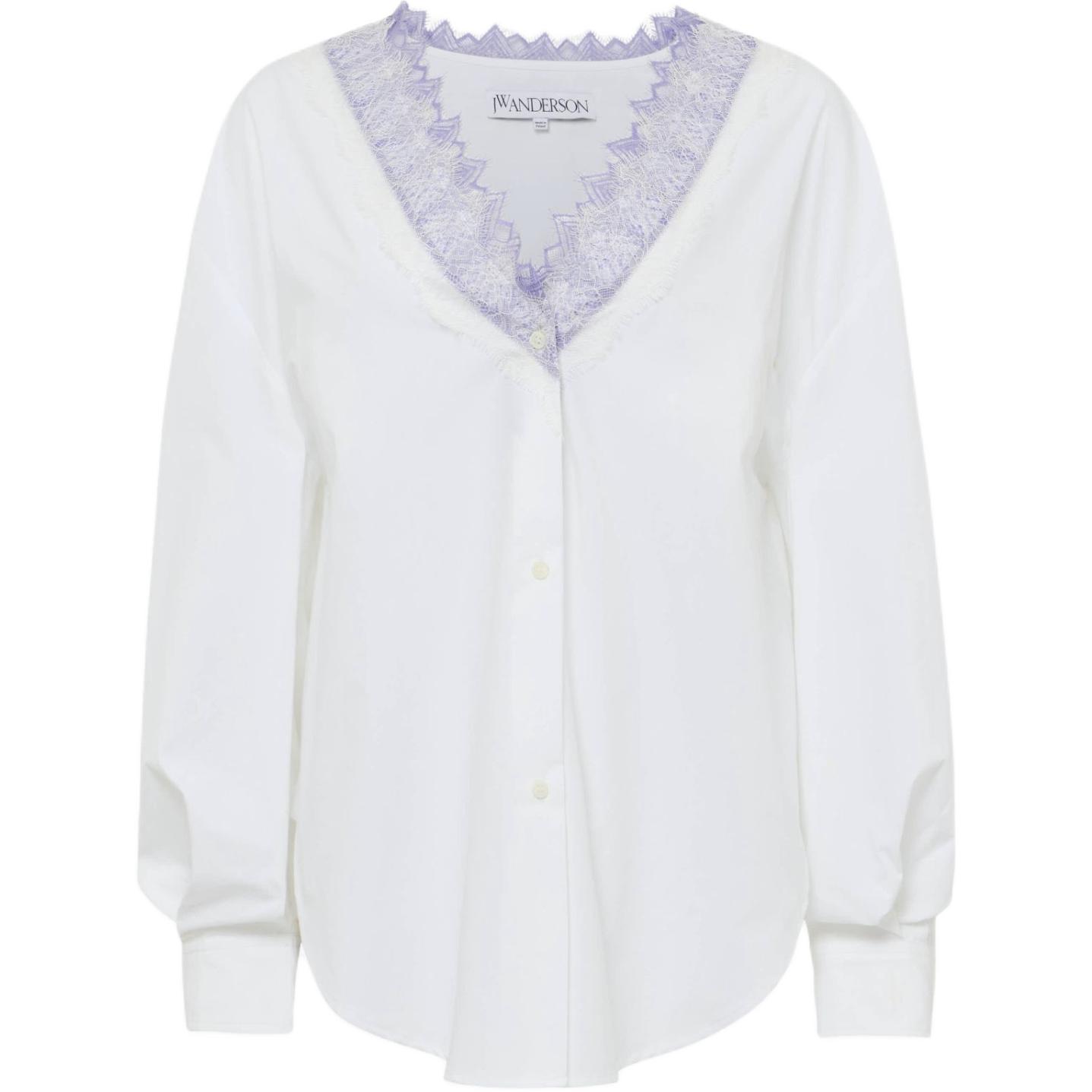 Футболка с V-образным вырезом и кружевной отделкой JW Anderson, белая
Футболка с V-образным вырезом и кружевной отделкой JW Anderson, белая