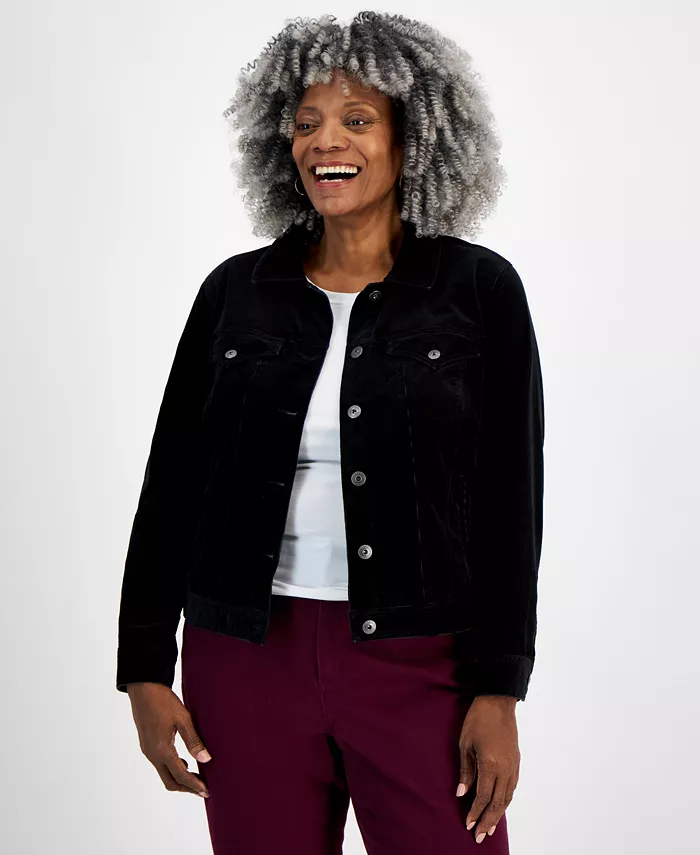 Плюс сайз курточка из вельвета на пуговицах Style & Co, черный
Плюс сайз курточка из вельвета на пуговицах Style & Co, черный