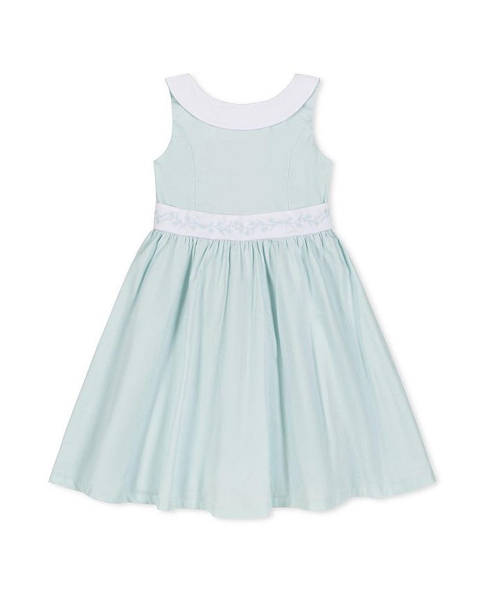 Праздничное платье для девочек Heirloom из органического сатина с круглым воротником и вышитой лентой - для малышек и детей постарше Hope & Henry, зеленый