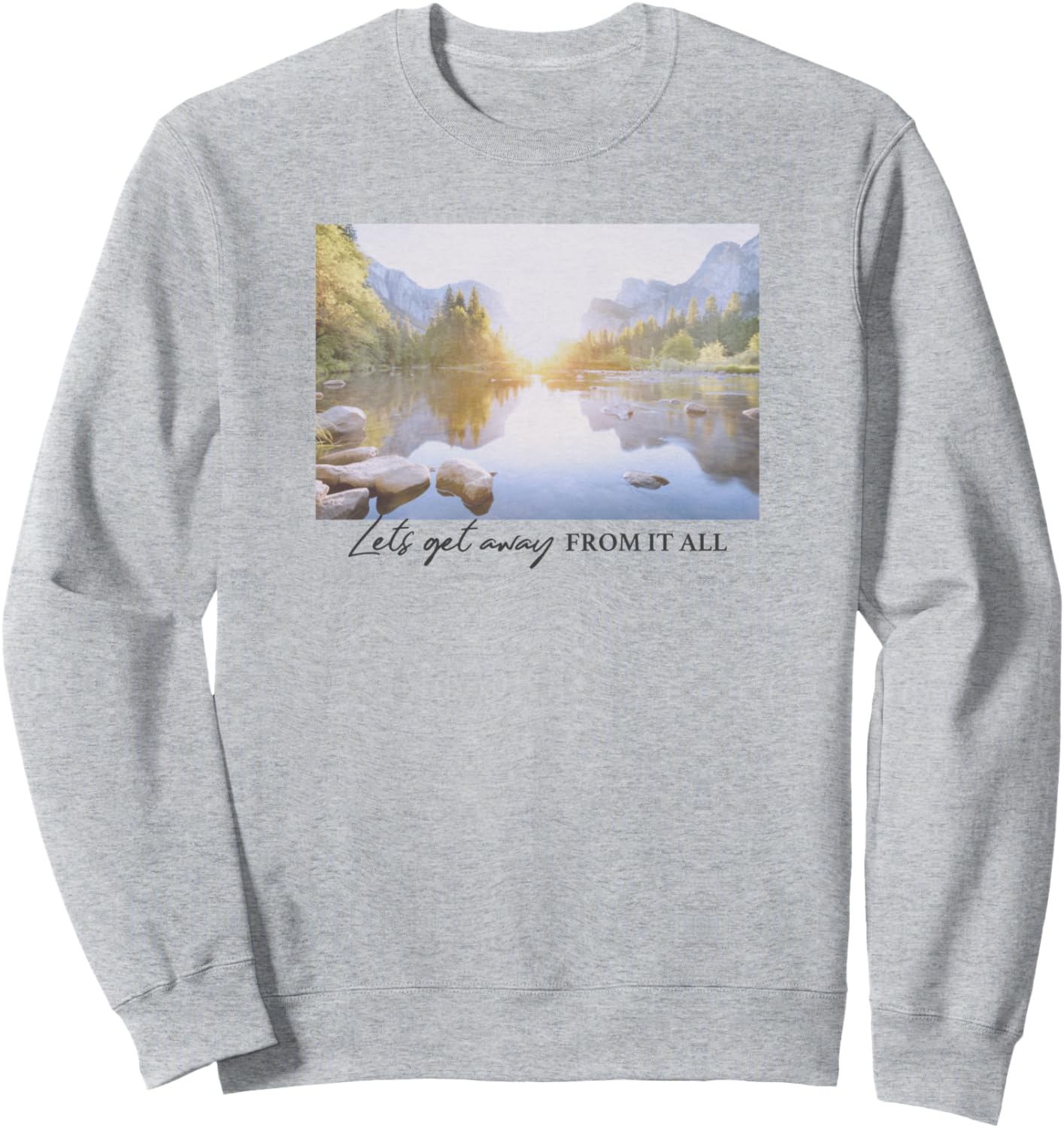 Модная толстовка с изображением озера и надписью «Давайте уйдем от всего этого» Trendy Apparel, серый
Модная толстовка с изображением озера и надписью «Давайте уйдем от всего этого» Trendy Apparel, серый