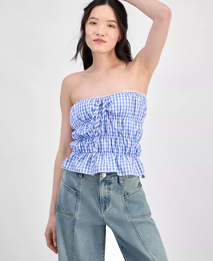 Женская топ без бретелей в клетку с присборенной деталью Juniors Rebellious One, синий
Женская топ без бретелей в клетку с присборенной деталью Juniors Rebellious One, синий