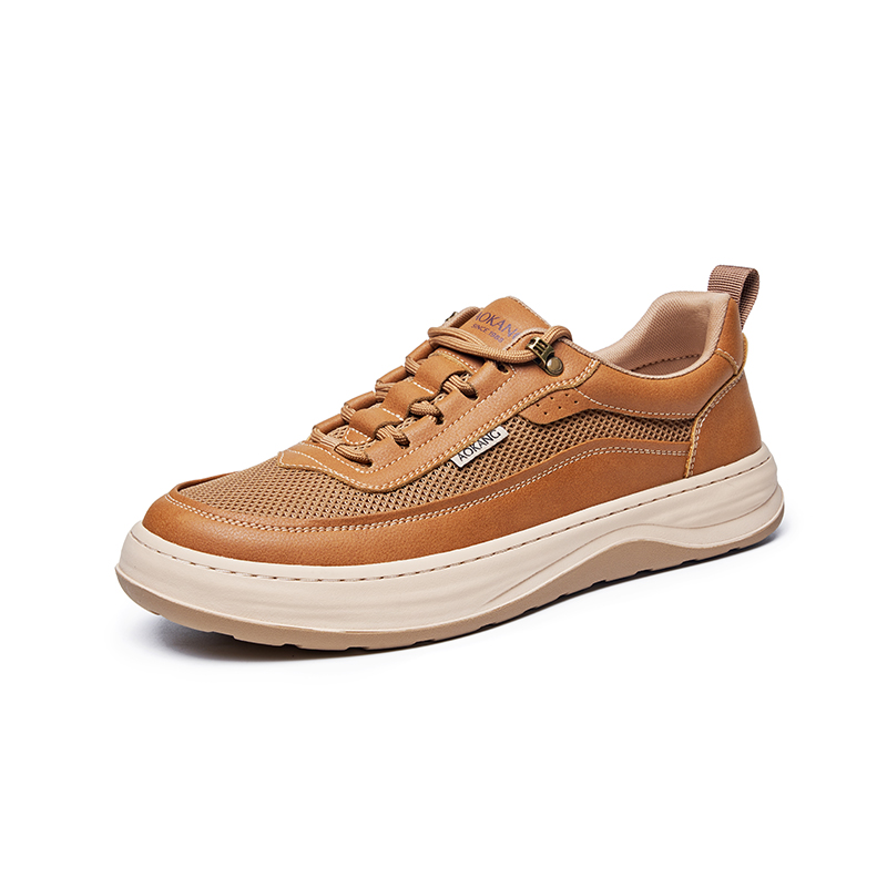 AOKANG Дышащие низкие повседневные туфли мужские, земляно-желтые 
AOKANG Дышащие низкие повседневные туфли мужские, земляно-желтые