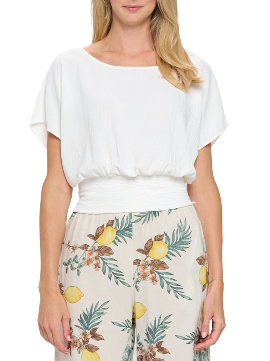 Укороченный топ с цветочным принтом и сборками Renee C., белый
Укороченный топ с цветочным принтом и сборками Renee C., белый