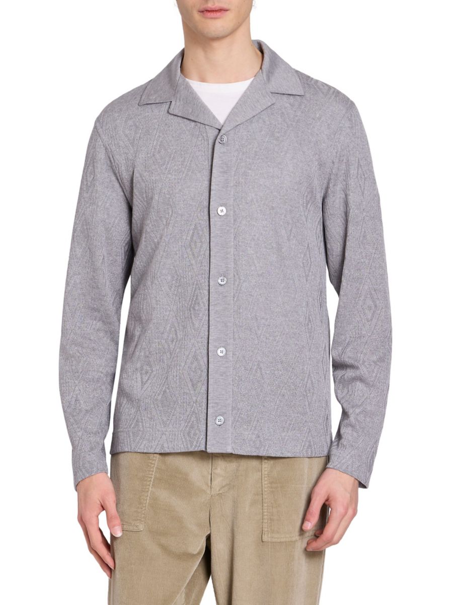 Рубашка из жаккардового хлопкового трикотажа Officine Générale, цвет Heather Grey
Рубашка из жаккардового хлопкового трикотажа Officine Générale, цвет Heather Grey