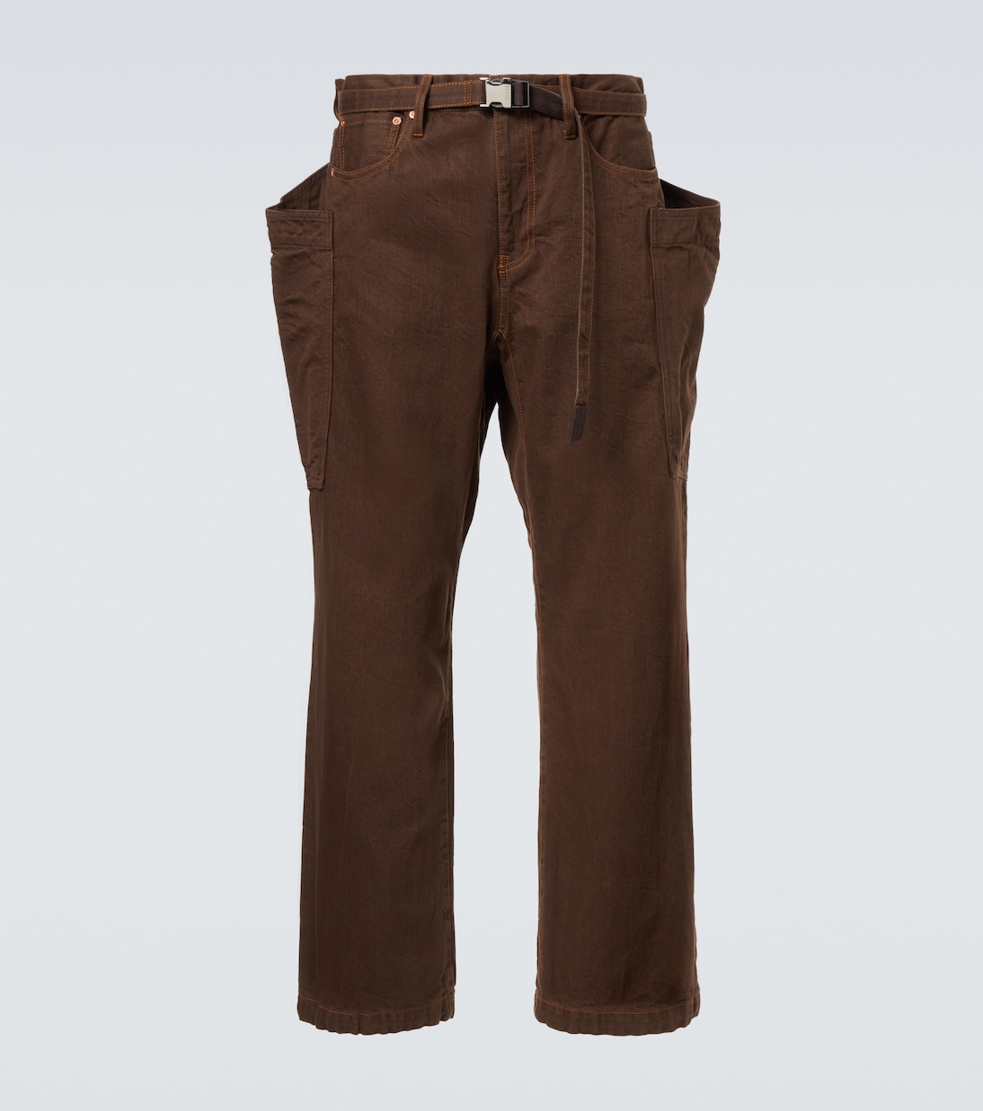 Джинсы карго с поясом Sacai, коричневый 
Джинсы карго с поясом Sacai, коричневый