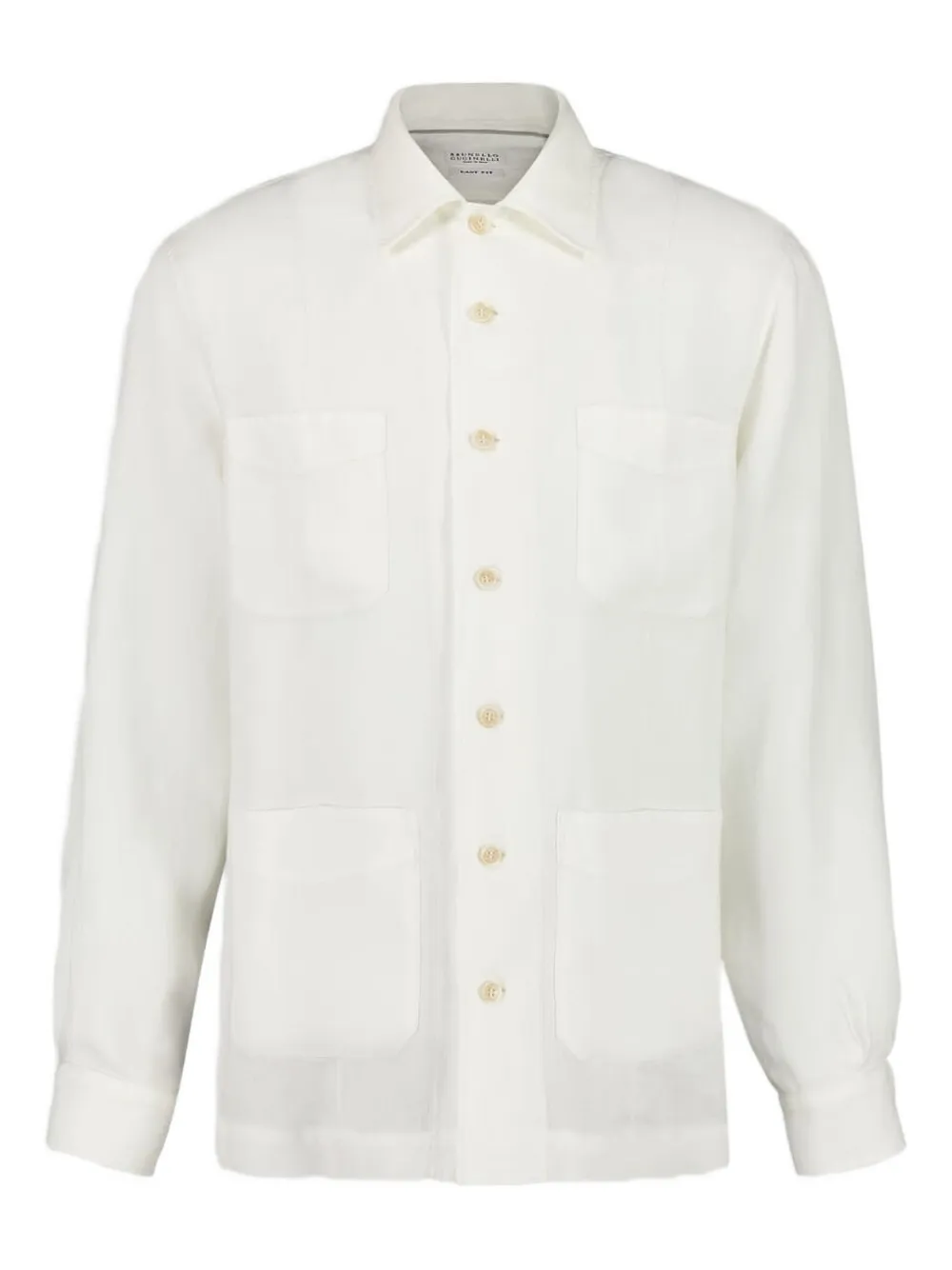Рубашка с длинными рукавами и карманами Brunello Cucinelli, белый 
Рубашка с длинными рукавами и карманами Brunello Cucinelli, белый