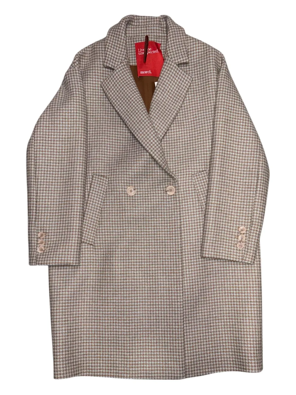 Двубортное пальто в гусиную лапку Merci, светло-коричневый
Двубортное пальто в гусиную лапку Merci, светло-коричневый