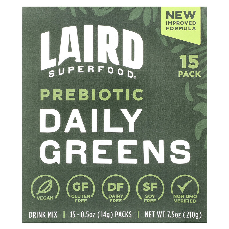 Laird Superfood, Ежедневная зелень с пребиотиками, 15 пакетиков по 14 г (0,5 унции)
Laird Superfood, Ежедневная зелень с пребиотиками, 15 пакетиков по 14 г (0,5 унции)