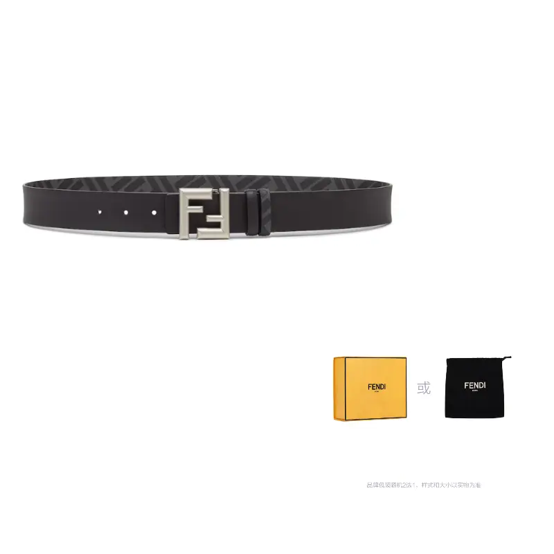 FENDI Ремень реверсивный с пряжкой и закругленными краями Ff Buckled, Black 
FENDI Ремень реверсивный с пряжкой и закругленными краями Ff Buckled, Black
