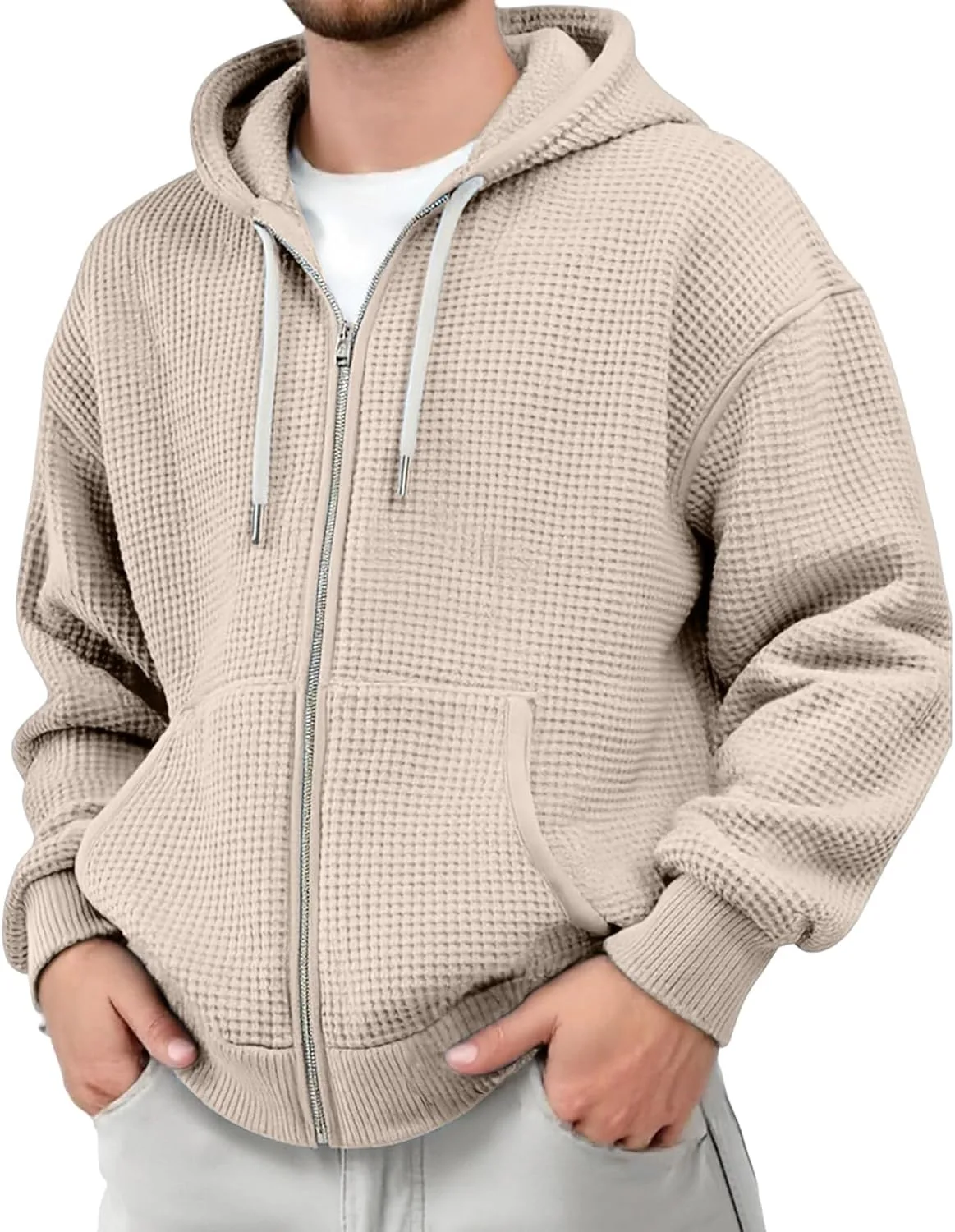 Толстовка мужская waffle knit с капюшоном и карманами
Толстовка мужская waffle knit с капюшоном и карманами