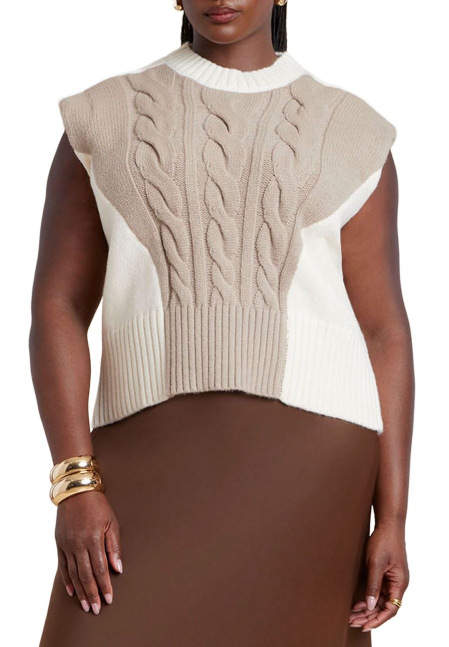 Женский жилет-свитер большого размера с цветовыми блоками ELOQUII, Oatmeal
Женский жилет-свитер большого размера с цветовыми блоками ELOQUII, Oatmeal