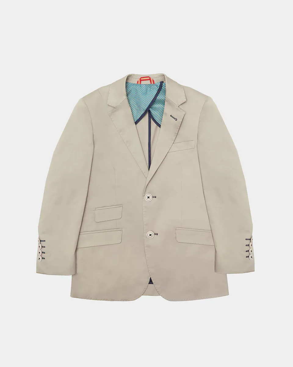 Блейзер для мальчика с лацканами и двумя пуговицами Spagnolo, бежевый
Блейзер для мальчика с лацканами и двумя пуговицами Spagnolo, бежевый