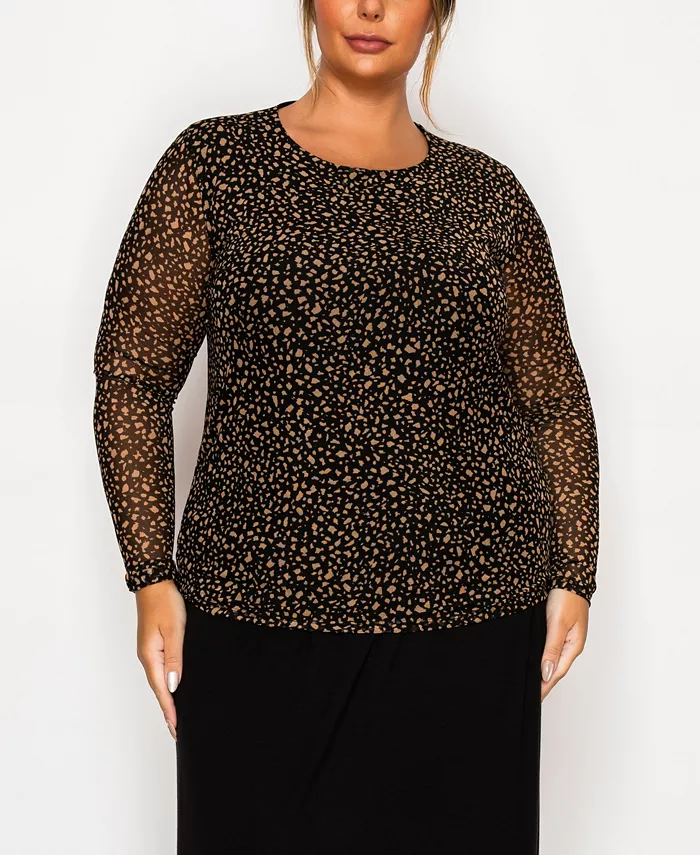 Топ с круглым вырезом и длинными рукавами из сетчатой ткани с эффектом камешкового плетения размера плюс COIN 1804, мультиколор
Топ с круглым вырезом и длинными рукавами из сетчатой ткани с эффектом камешкового плетения размера плюс COIN 1804, мультиколор