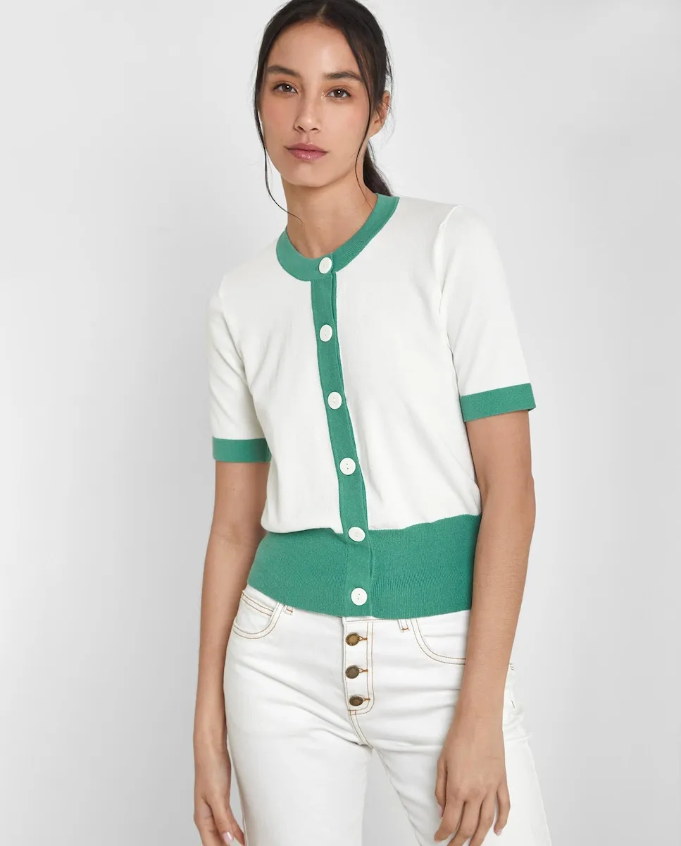 Женский короткий рукав кардиган двухцветный Trucco, бирюзовый
Женский короткий рукав кардиган двухцветный Trucco, бирюзовый