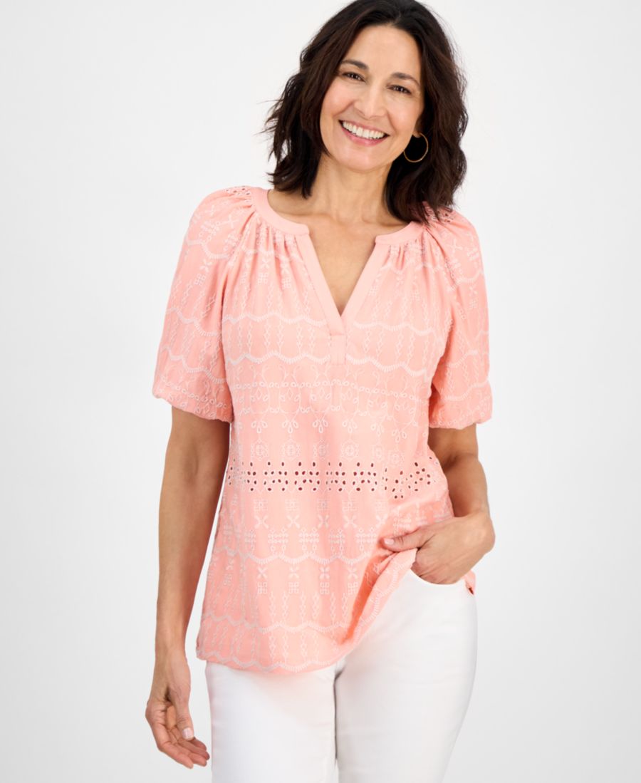 Женская блузка с перфорированным вырезом на шее Style & Co, Blushing Combo
Женская блузка с перфорированным вырезом на шее Style & Co, Blushing Combo