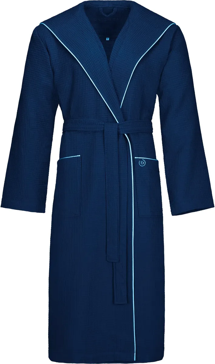 Мужской халат bugatti "Тизиан" (1 шт.), вафельная структура пике, с хлопковой окантовкой, синий
