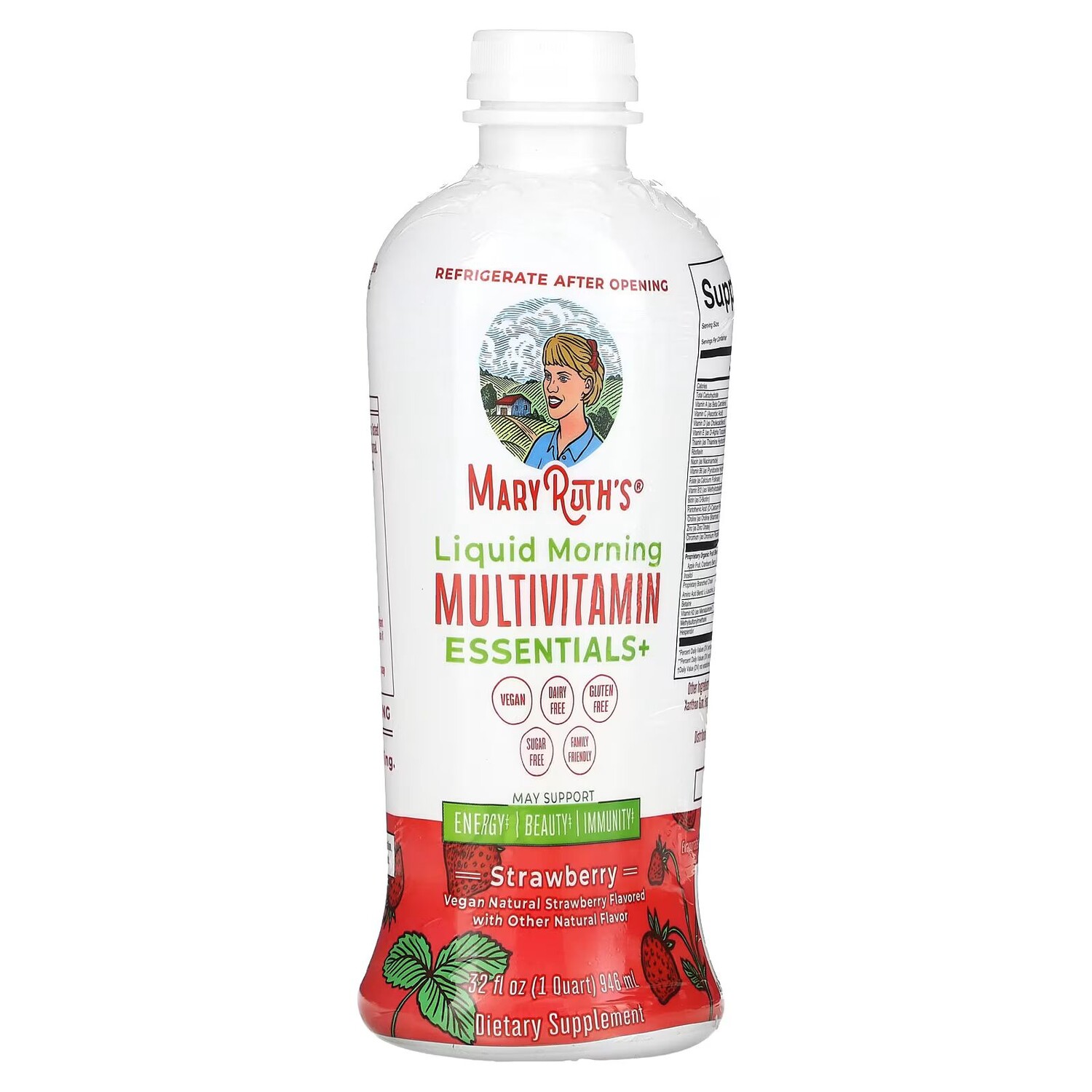 Liquid Morning Multivitamin Essentials+, Клубника, 32 жидких унции (946 мл) Maryruth'S
Liquid Morning Multivitamin Essentials+, Клубника, 32 жидких унции (946 мл) Maryruth'S