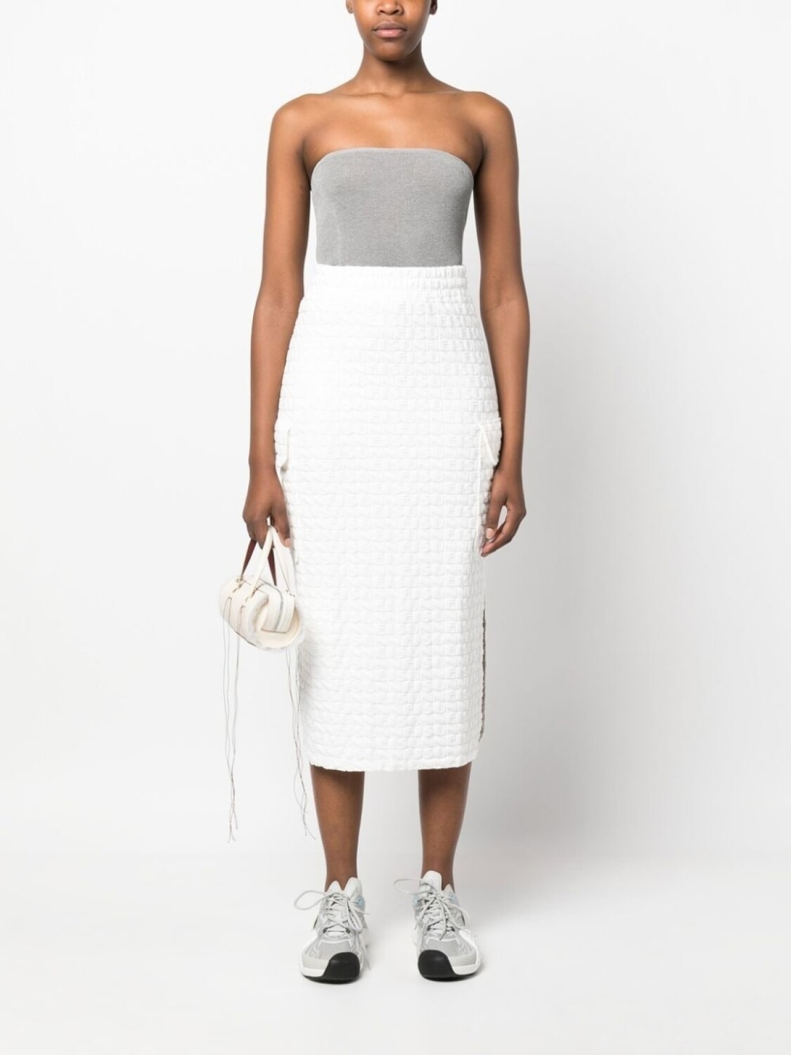 Sunnei юбка миди с тисненым логотипом, белый 
Sunnei юбка миди с тисненым логотипом, белый