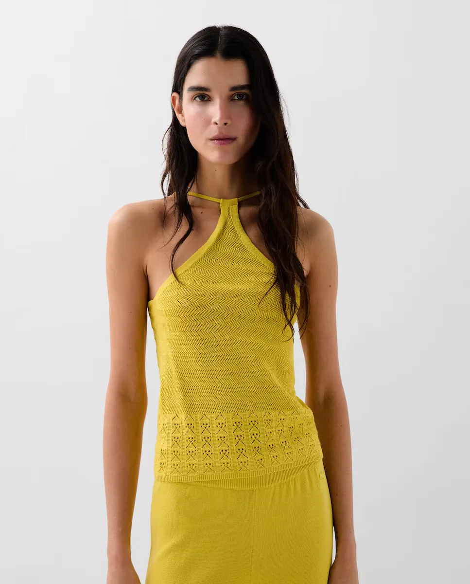 Женский асимметричный топ из трикотажа Scalpers, желтый
Женский асимметричный топ из трикотажа Scalpers, желтый