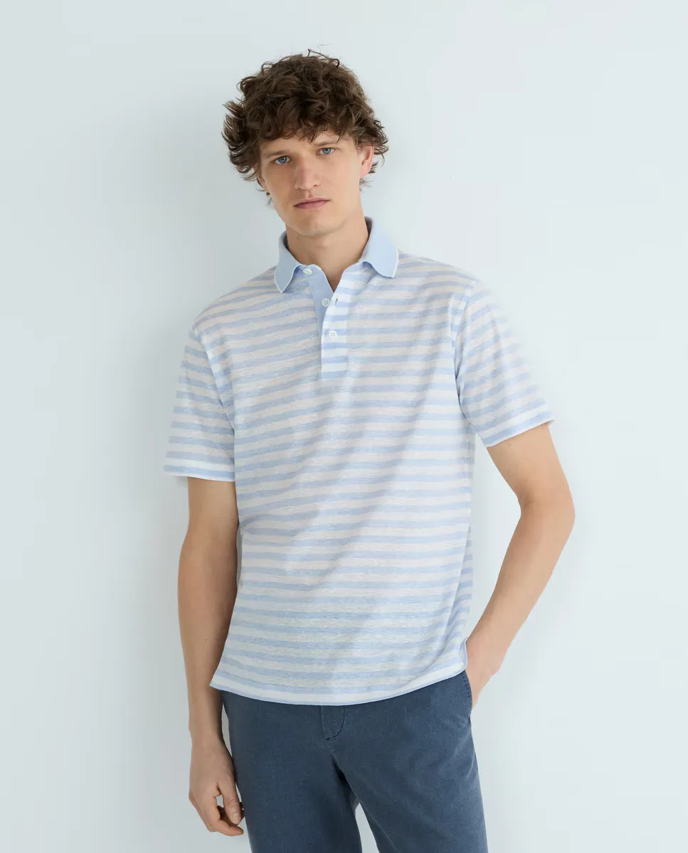Мужская рубашка поло с короткими рукавами, горизонтальными полосками и без кармана Mirto, светло-голубой
Мужская рубашка поло с короткими рукавами, горизонтальными полосками и без кармана Mirto, светло-голубой