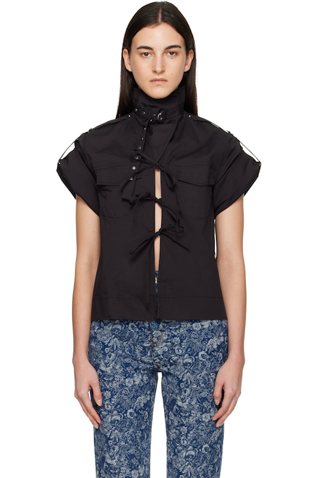 Блузка из эластичного хлопка Ganni, черный
Блузка из эластичного хлопка Ganni, черный