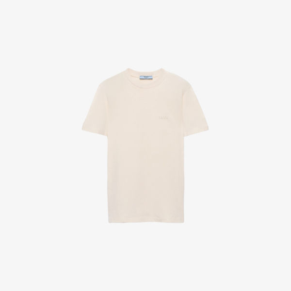 Футболка Prada с аппликацией в виде треугольника, бежевый
Футболка Prada с аппликацией в виде треугольника, бежевый