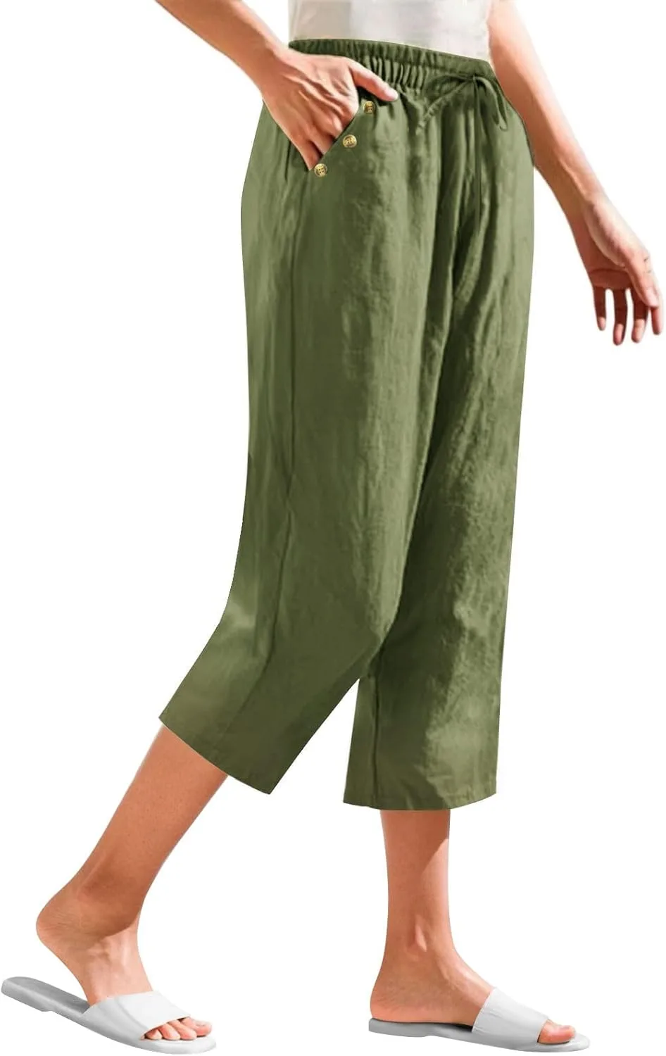 Льняные капри для женщин Casual летние с эластичной талией и карманами
Льняные капри для женщин Casual летние с эластичной талией и карманами