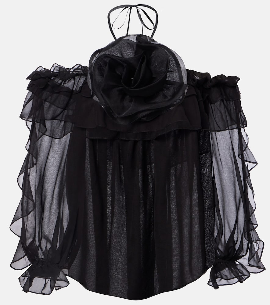 Топ из шелкового тюля с цветочной аппликацией Carolina Herrera, Black
Топ из шелкового тюля с цветочной аппликацией Carolina Herrera, Black