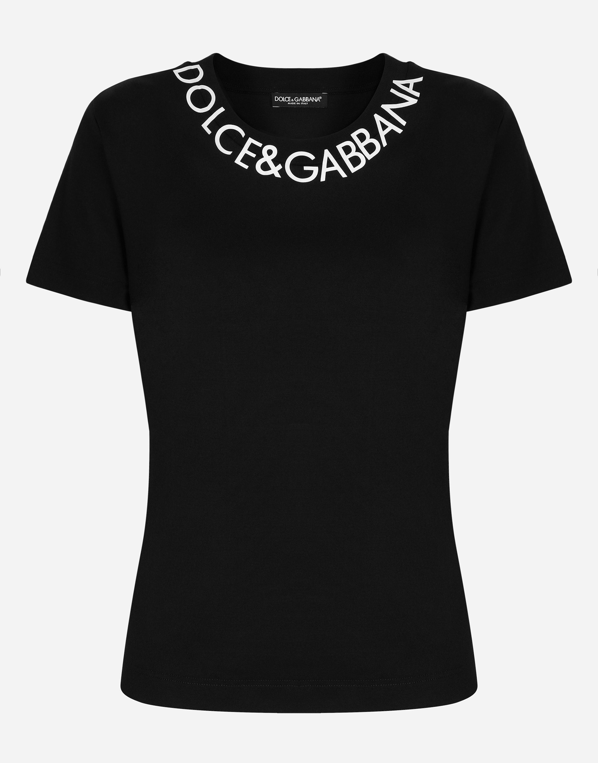 Футболка из трикотажа с вышивкой логотипа на воротнике Dolce & Gabbana, черный
Футболка из трикотажа с вышивкой логотипа на воротнике Dolce & Gabbana, черный