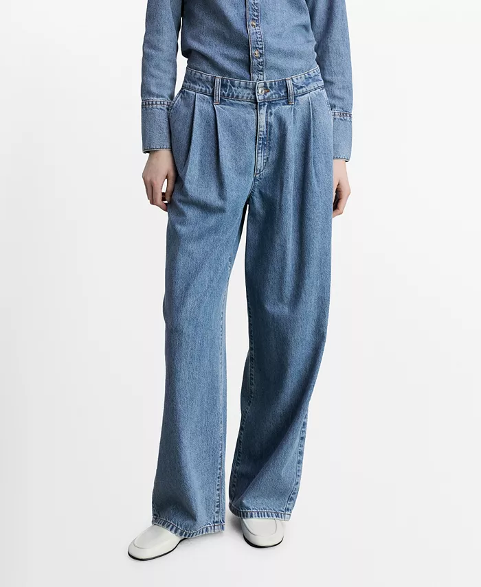 Женские джинсы широкого кроя со складками MANGO, синий
Женские джинсы широкого кроя со складками MANGO, синий